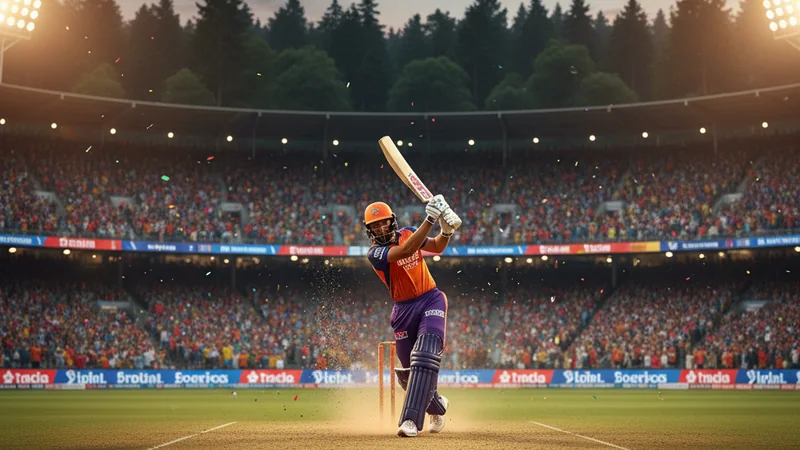 Cricket betting at Maxim88 — IPL T20 batter hitting six under floodlights with golden odds overlay