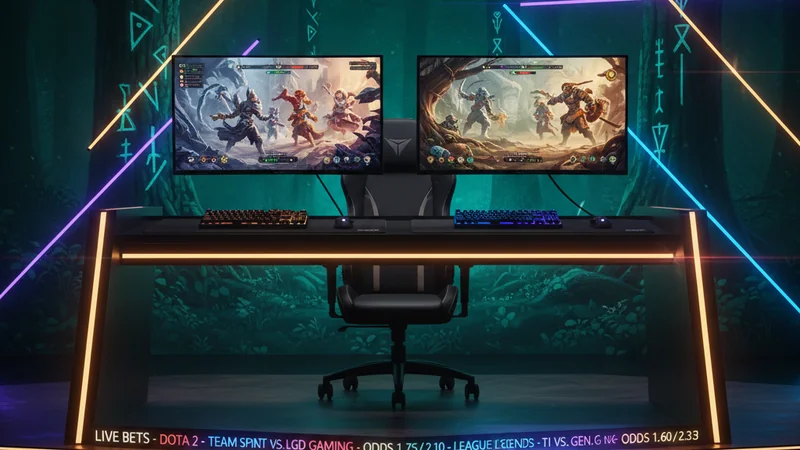 Esports betting at Maxim88 — competitive gaming setup with Dota 2 and League of Legends tournament action